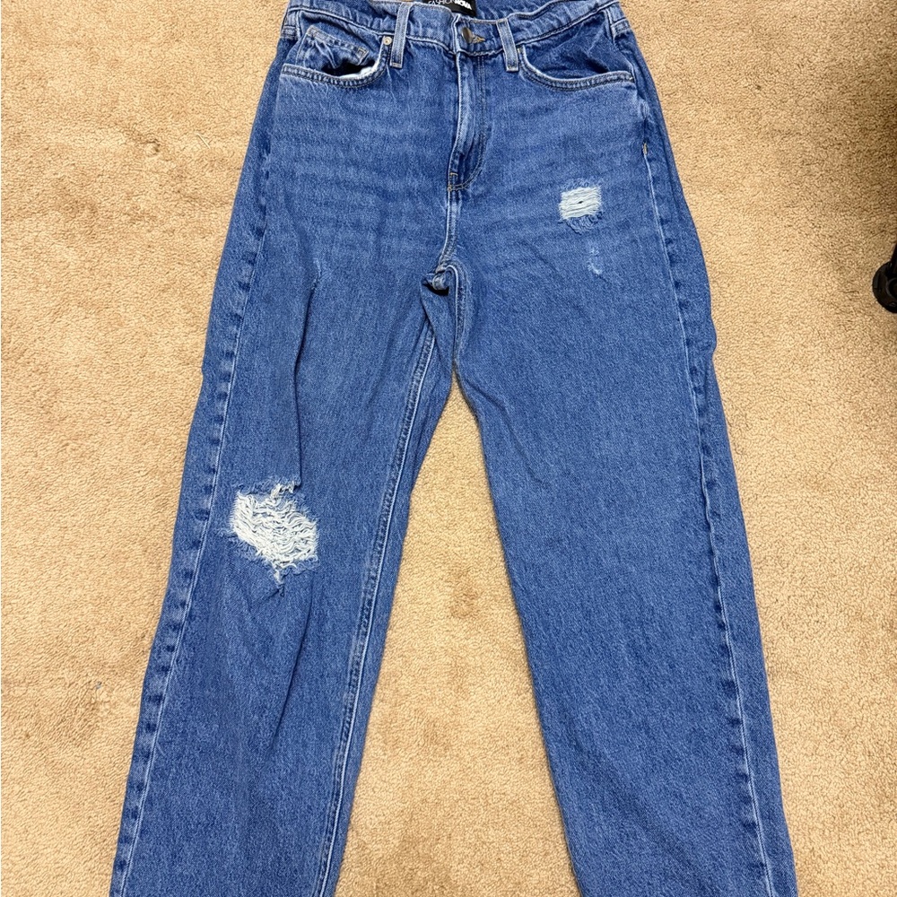 Fashion Nova Distressed Blue Straight Leg Jeans